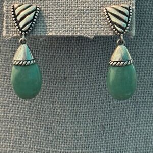 Carolyn Pollack Beautiful Turquoise Drop Earrings 925 Butterfly Backings